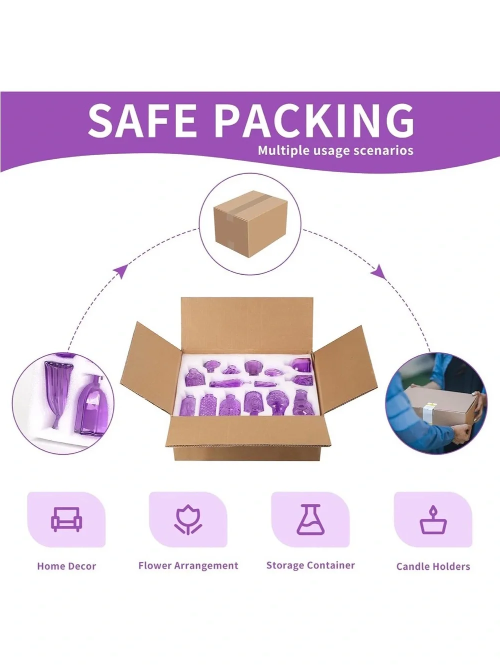 Set of 30 Light Purple Glass Bud Vases - Wedding/Party Centerpieces - New in Box